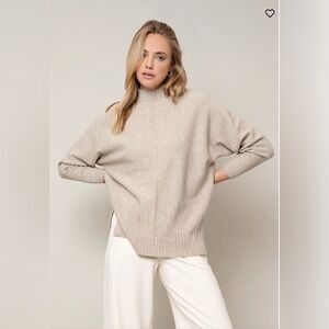 CYRUS Women’s Draped Funnelneck Sweater – Heather Gray – Size XS